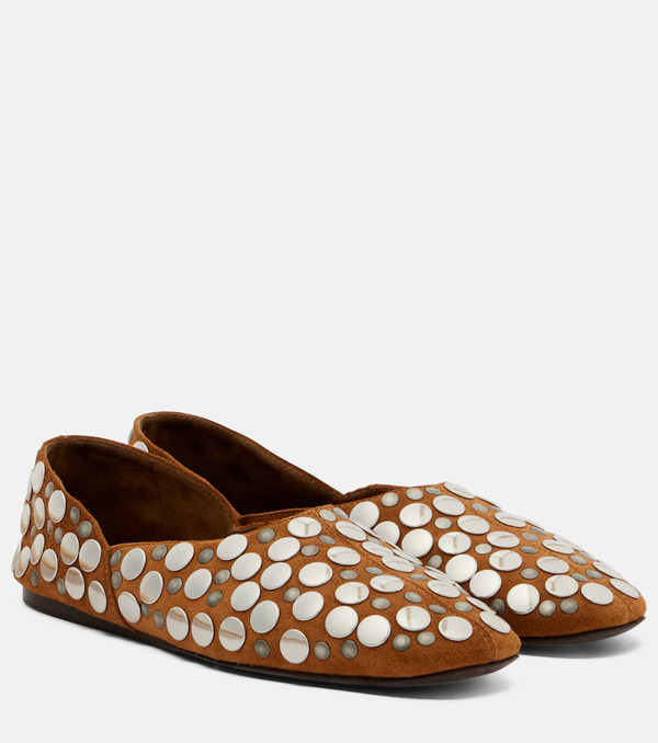  Khaite Khaite Jane Studded Suede Ballet Flats 