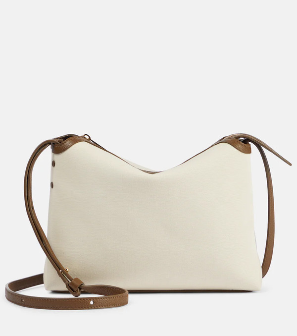  Khaite Khaite Lina Leather-trimmed Canvas Crossbody Bag 