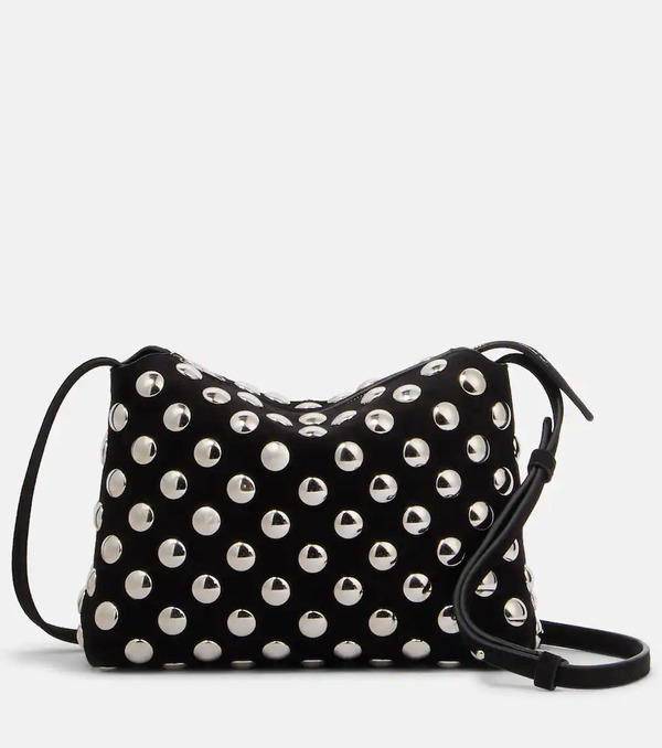  Khaite Khaite Lina Medium Studded Suede Crossbody Bag 