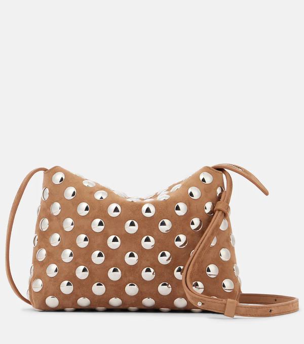  Khaite Khaite Lina Medium Studded Suede Crossbody Bag 