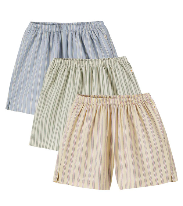  Konges Slojd Konges Slã¸jd Azur Set Of 3 Striped Cotton Poplin Shorts 