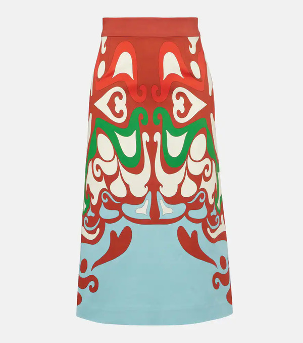  La Doublej La Doublej Baia Printed Cotton-blend Midi Skirt 