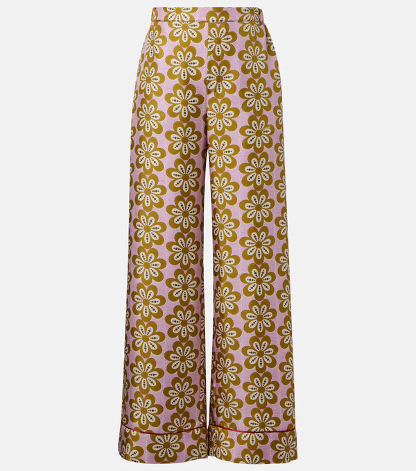  La Doublej La Doublej Floral Silk Twill Pajama Pants 
