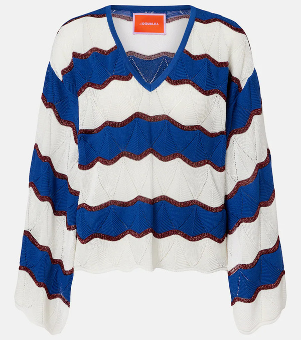  La Doublej La Doublej Hang Ten Striped Cotton-blend Top 