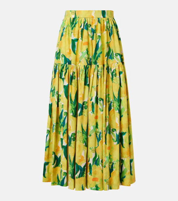  La Doublej La Doublej Oscar Printed Cotton Poplin Midi Skirt 
