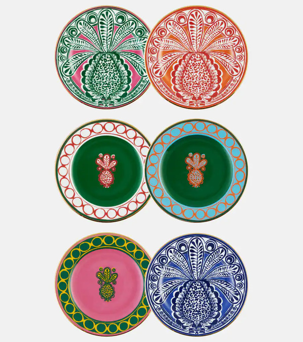  La Doublej La Doublej Pineapple Set Of 6 Dessert Plates 