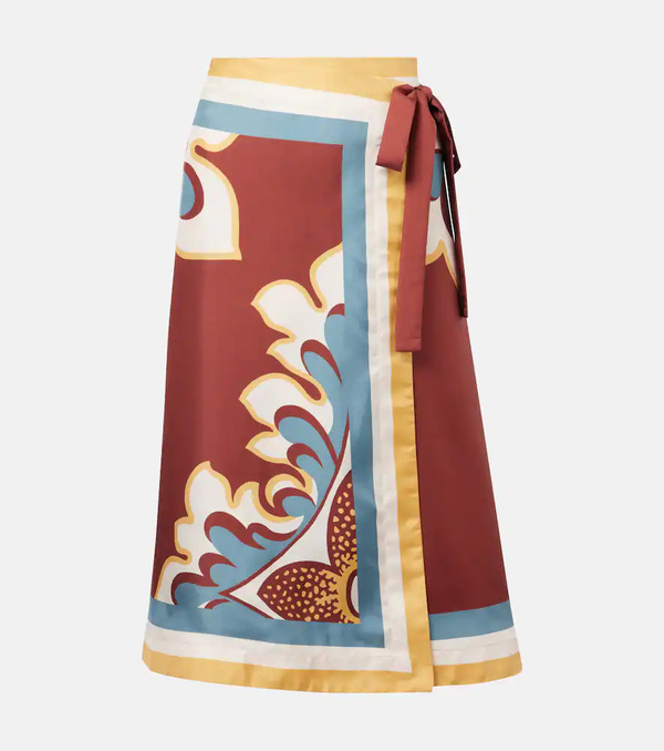  La Doublej La Doublej Printed Silk Wrap Skirt 