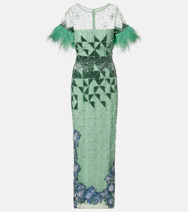  La Fuori Lã  Fuori Embellished Feather-trimmed Gown 