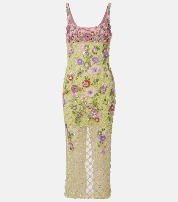  La Fuori Lã  Fuori Floral Embellished Mesh Cocktail Dress 