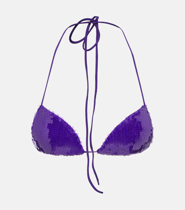 Laquan Smith Laquan Smith Sequined Halterneck Bra Top 