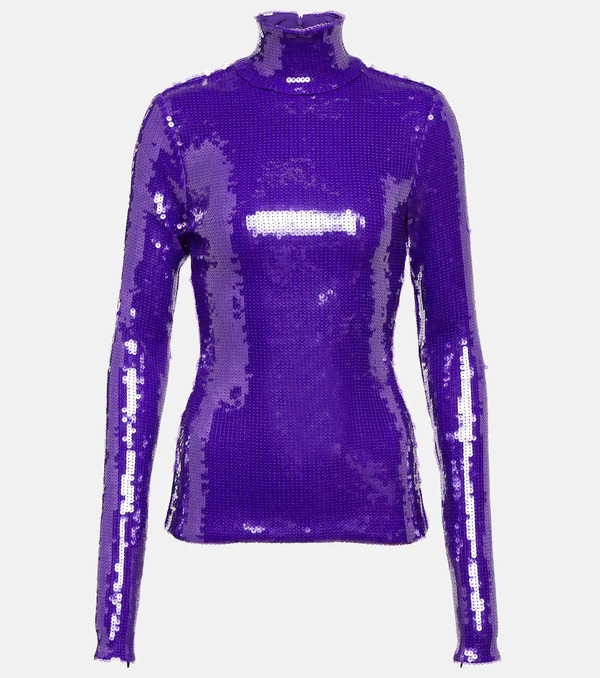  Laquan Smith Laquan Smith Sequined Turtleneck Top 