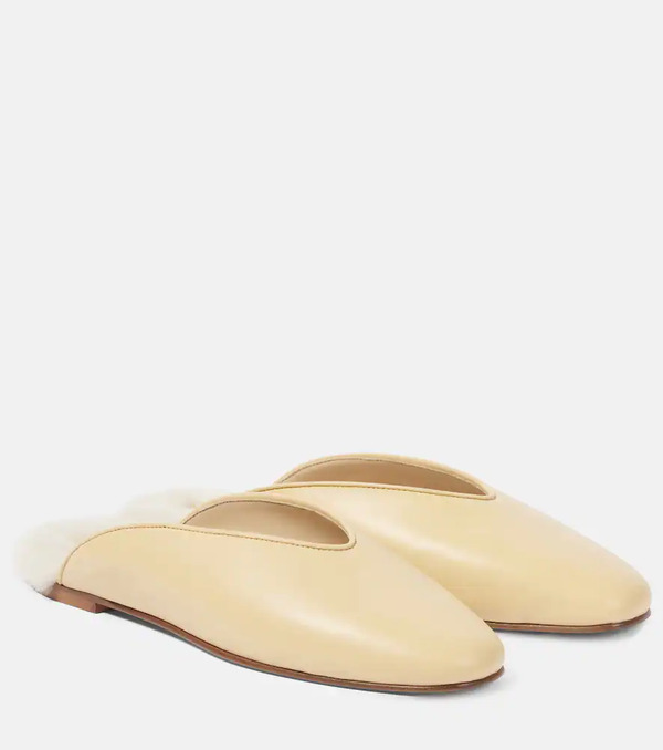  Le Monde Beryl Le Monde Bã©ryl Regency Shearling-trimmed Leather Mules 