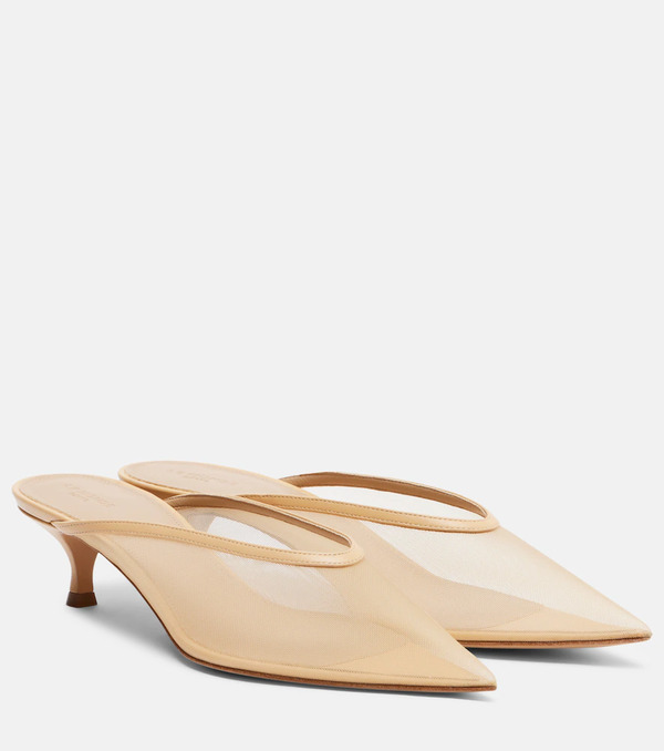  Le Monde Beryl Le Monde Bã©ryl Venetian Leather-trimmed Mules 
