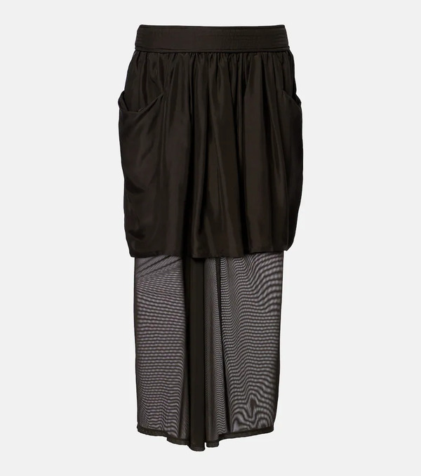  Lemaire Lemaire Draped Semi-sheer Silk Midi Skirt 
