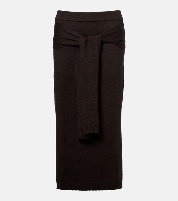  Lemaire Lemaire Trompe L'åil Wool-blend Midi Skirt 