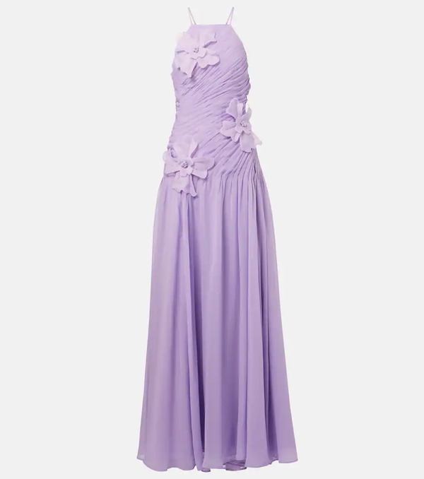  Leo Lin Leo Lin Amaya Floral-appliquã© Gathered Gown 