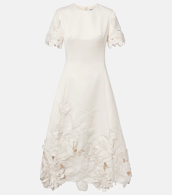  Leo Lin Leo Lin Caroline Floral-appliquã© Midi Dress 
