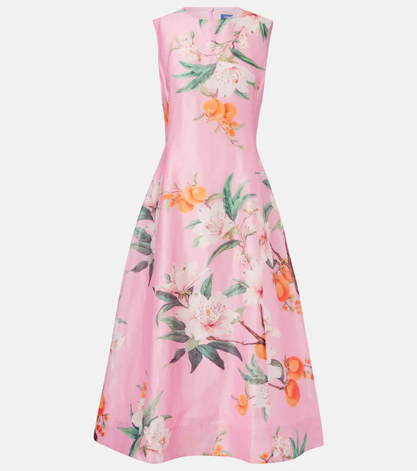  Leo Lin Leo Lin Cleo Floral Linen-blend Midi Dress 