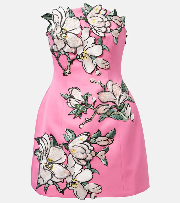 Leo Lin Leo Lin Floral-appliquã© Embroidered Minidress 