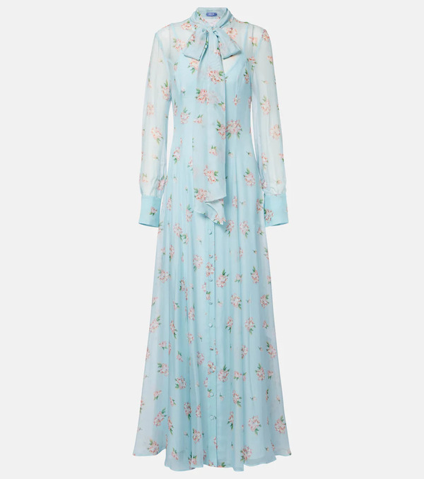  Leo Lin Leo Lin Lilith Bow-detail Floral Chiffon Maxi Dress 