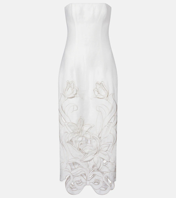  Leo Lin Leo Lin Rayna Floral-appliquã© Linen-blend Bustier Gown 