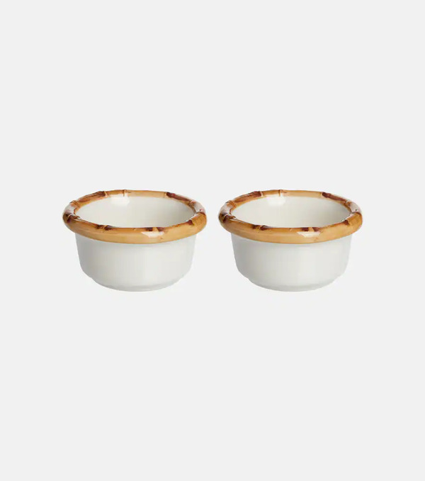 Les-ottomans Les-ottomans Bamboo Set Of 2 Ceramic Bowls 