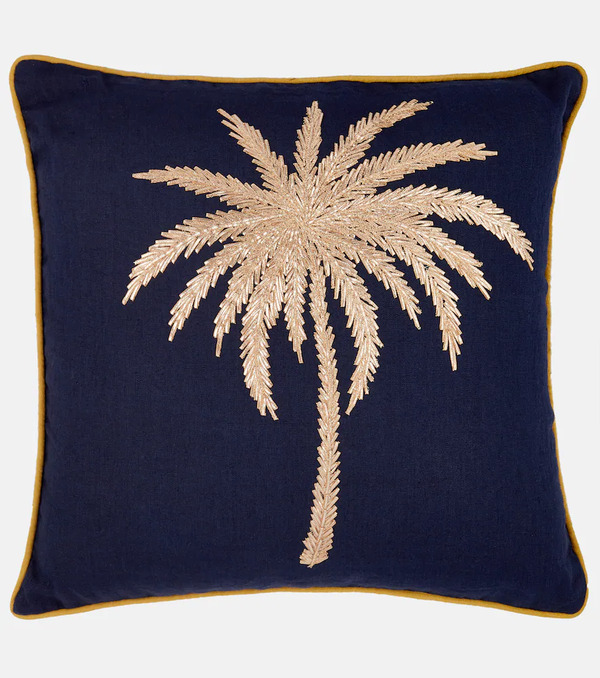  Les-ottomans Les-ottomans Embroidered Cotton Canvas Cushion 
