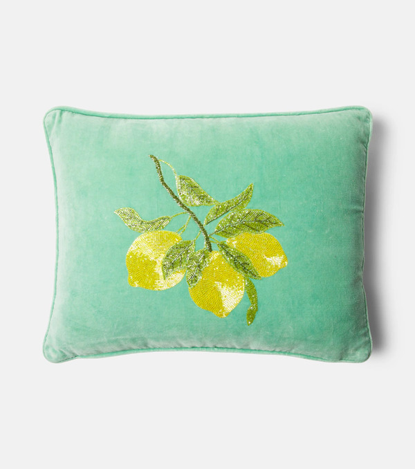  Les-ottomans Les-ottomans Embroidered Cotton Velvet Cushion 