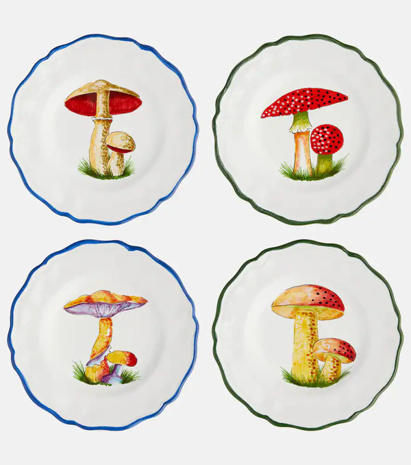  Les-ottomans Les-ottomans Mushroom Set Of 4 Ceramic Side Plates 
