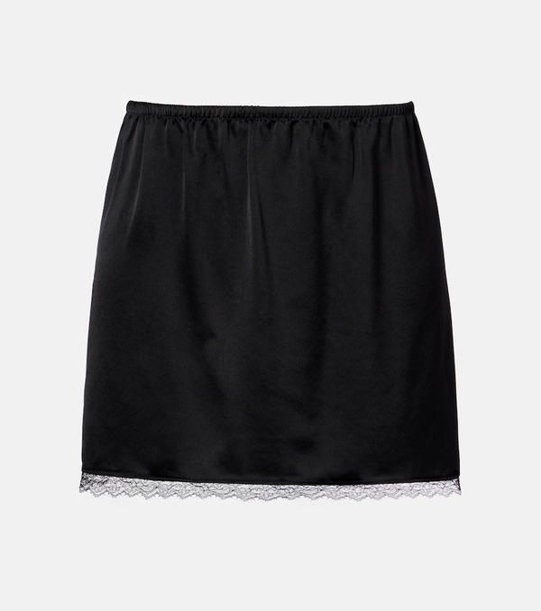 Leset Leset Barb Lace-trimmed Satin Miniskirt 