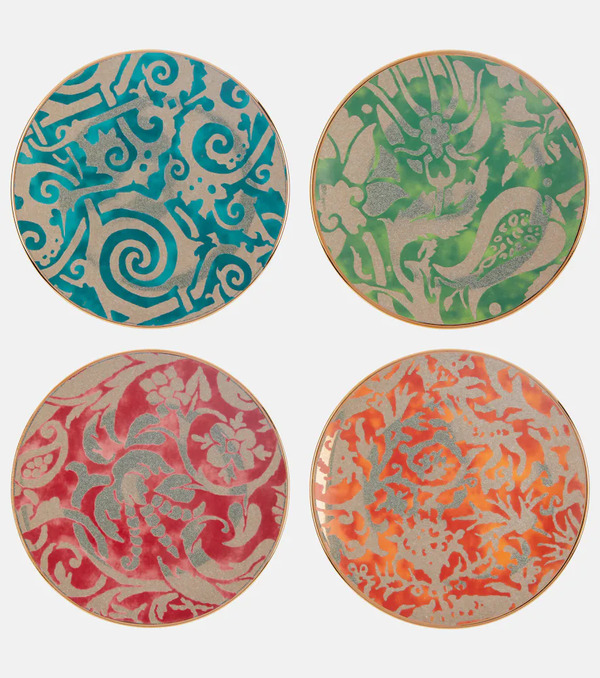  L'objet L'objet X Fortuny Set Of 4 Earthenware Dessert Plates 