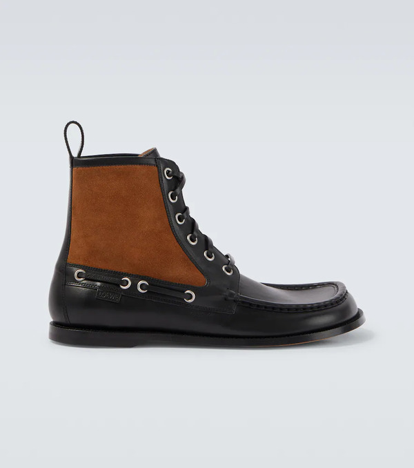  Loewe Loewe Campo Suede And Leather Lace-up Boots 