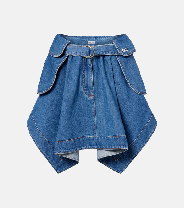  Loewe Loewe Double L Belted Denim Miniskirt 