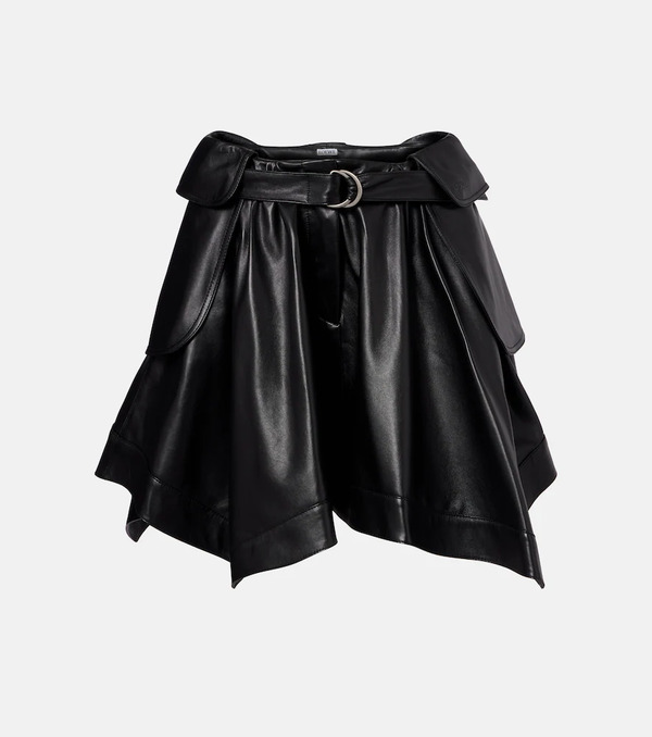  Loewe Loewe Double L Belted Leather Miniskirt 