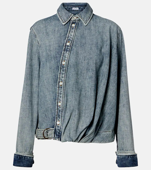  Loewe Loewe Draped Belted Denim Shirt 