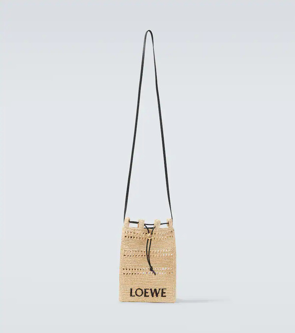  Loewe Loewe Paula's Ibiza Logo Raffia Crossbody Bag 