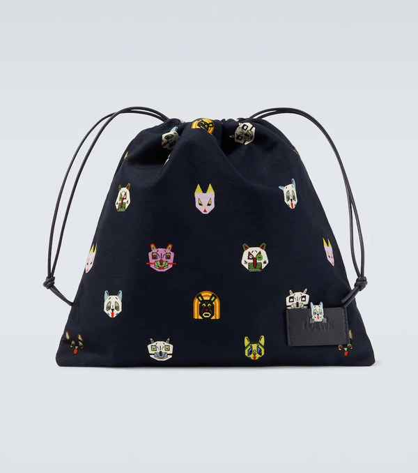  Loewe Loewe X Louis Wain Leather-trimmed Cotton Pouch 