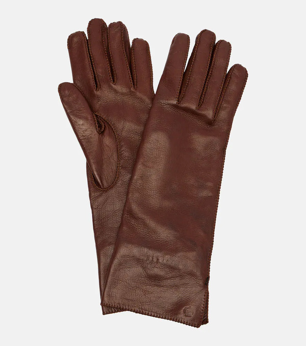  Loro Piana Loro Piana Cashmere And Silk-lined Leather Gloves 