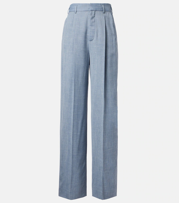  Loro Piana Loro Piana Hector Wool, Silk, And Linen Wide-leg Pants 