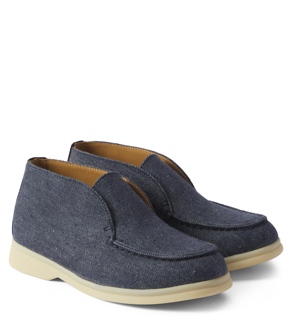  Loro Piana Kids Loro Piana Kids Open Walk Denim Ankle Boots 