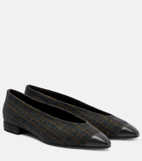  Loro Piana Loro Piana Rebecca Leather-trimmed Tweed Ballet Flats 
