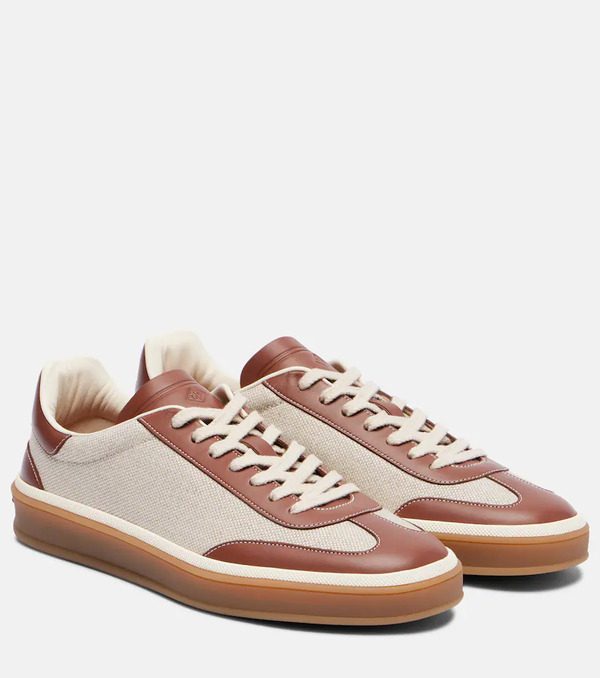  Loro Piana Loro Piana Tennis Walk Leather-trimmed Sneakers 