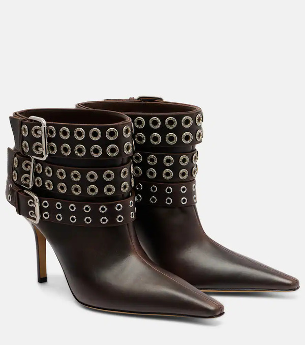  Mach & Mach Mach & Mach Buckle Belt 95 Leather Ankle Boots 