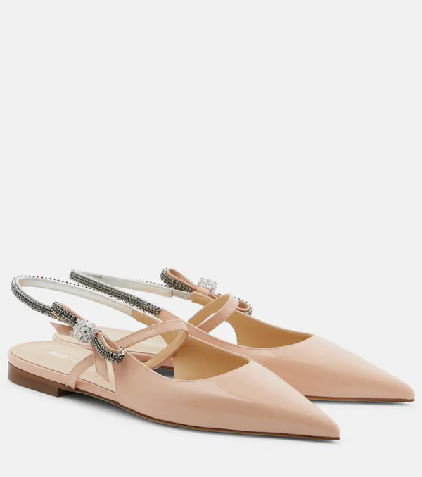 Mach & Mach Mach & Mach Crystal Cube Patent Leather Slingback Flats 