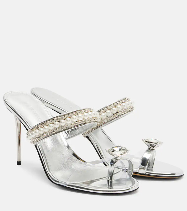  Mach & Mach Mach & Mach Diamond Of Elizabeth 95 Leather Mules 