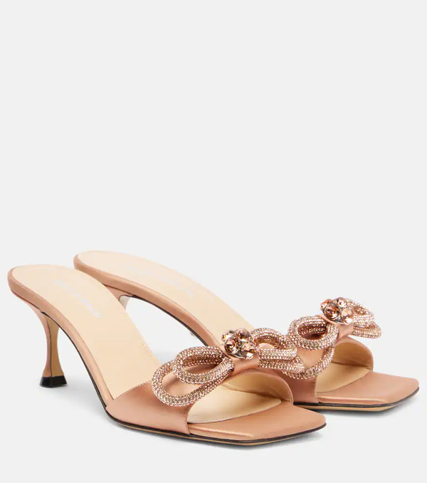  Mach & Mach Mach & Mach Double Bow Embellished Satin 65 Mules 