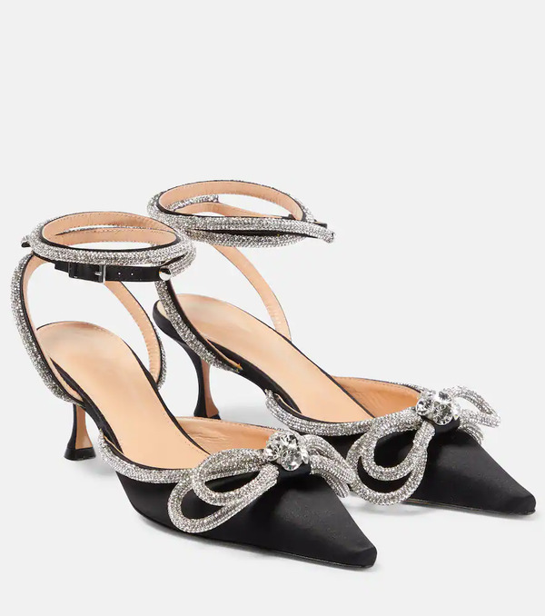  Mach & Mach Mach & Mach Double Bow 65 Embellished Satin Pumps 