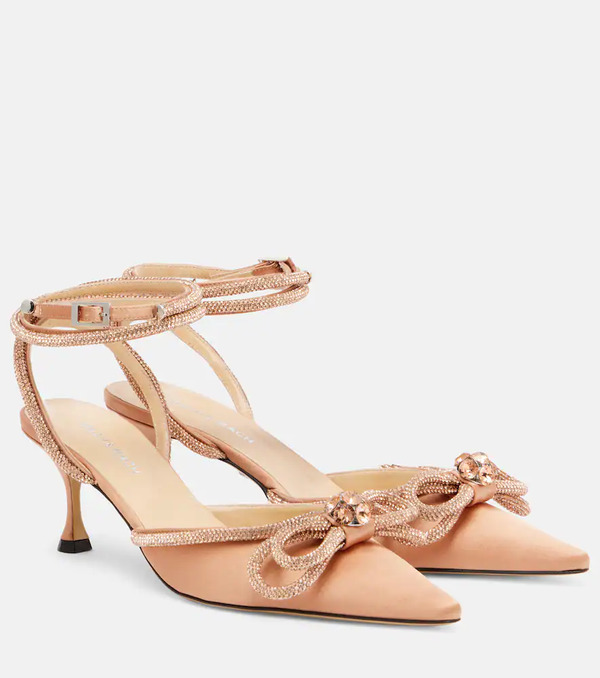  Mach & Mach Mach & Mach Double Bow 65 Embellished Satin Pumps 