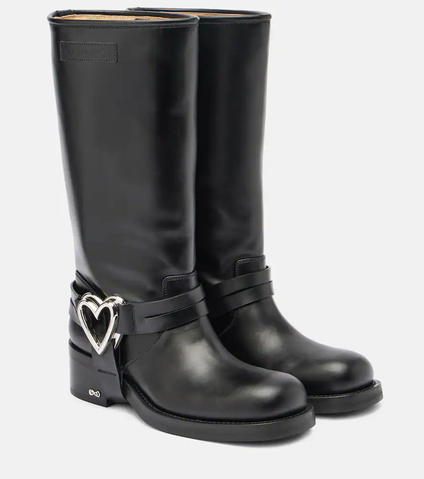  Mach & Mach Mach & Mach Double Heart Leather Biker Boots 