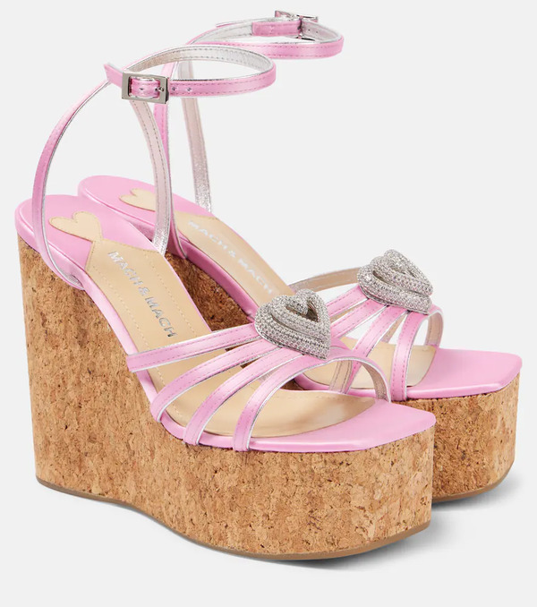  Mach & Mach Mach & Mach Double Heart Satin Sandals 